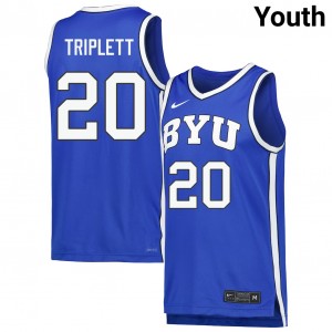 Youth Max Triplett Royal BYU Cougars #20 College Basketball Stitched Jerseys 193173-363