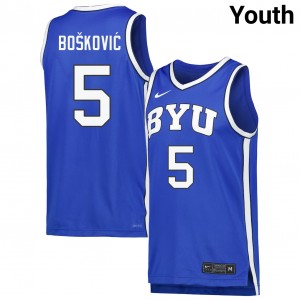 Youth Mihailo Boskovic Royal BYU Cougars #5 College Basketball Limited Jersey 491715-440