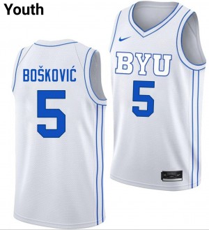 Youth Mihailo Boskovic White BYU Cougars #5 College Basketball 2025-26 Jerseys 334437-915
