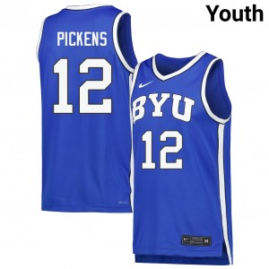 Youth Nate Pickens Royal BYU Cougars #12 College Basketball Stitched Jerseys 197198-877