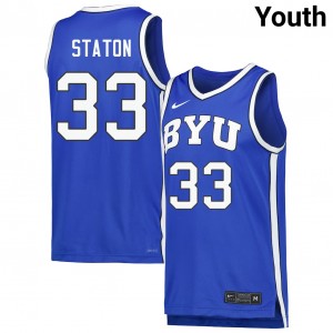 Youth Xavion Staton Royal BYU Cougars #33 College Basketball Replica Jersey 820834-698