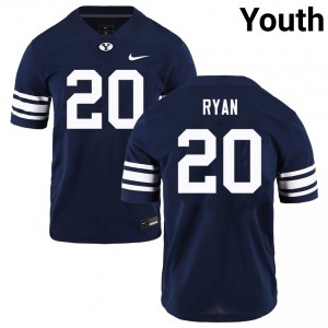 Youth Carsen Ryan Navy BYU Cougars #20 College Football NCAA Jersey 374683-687