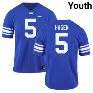 Youth Cody Hagen Royal BYU Cougars #5 College Football Alumni Jerseys 350731-253