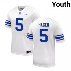 Youth Cody Hagen White BYU Cougars #5 College Football Alumni Jersey 110040-157