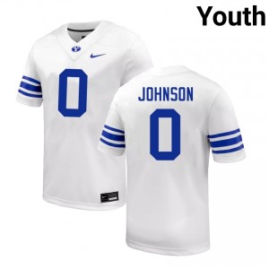 Youth Evan Johnson White BYU Cougars #0 College Football Embroidery Jersey 747654-427