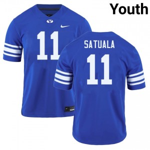 Youth Faletau Satuala Royal BYU Cougars #11 College Football NCAA Jerseys 284282-128
