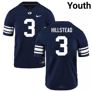 Youth McCae Hillstead Navy BYU Cougars #3 College Football Stitched Jerseys 430127-976